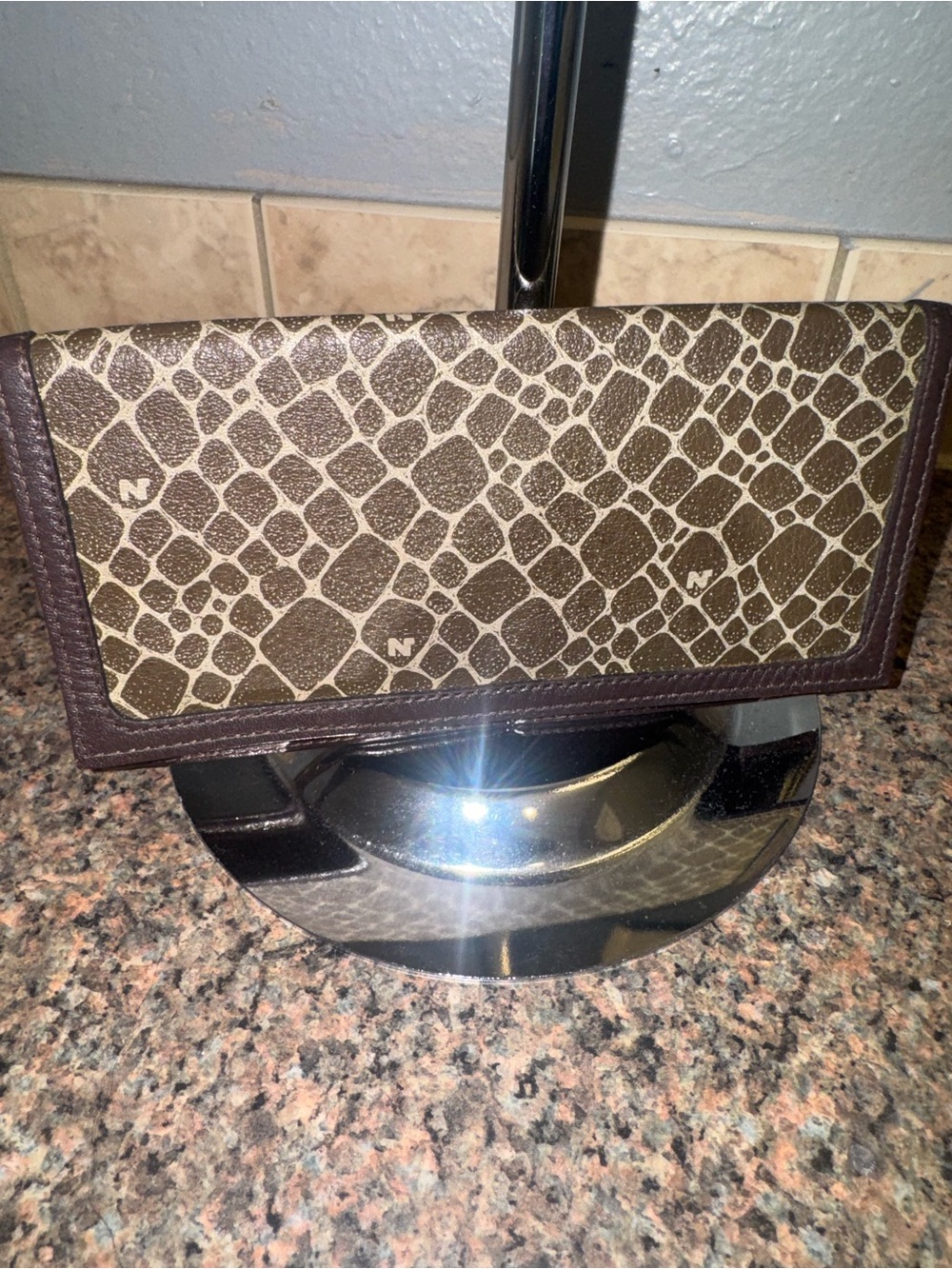 Nina Ricci Brown and Beige Patterned Continental Wallet